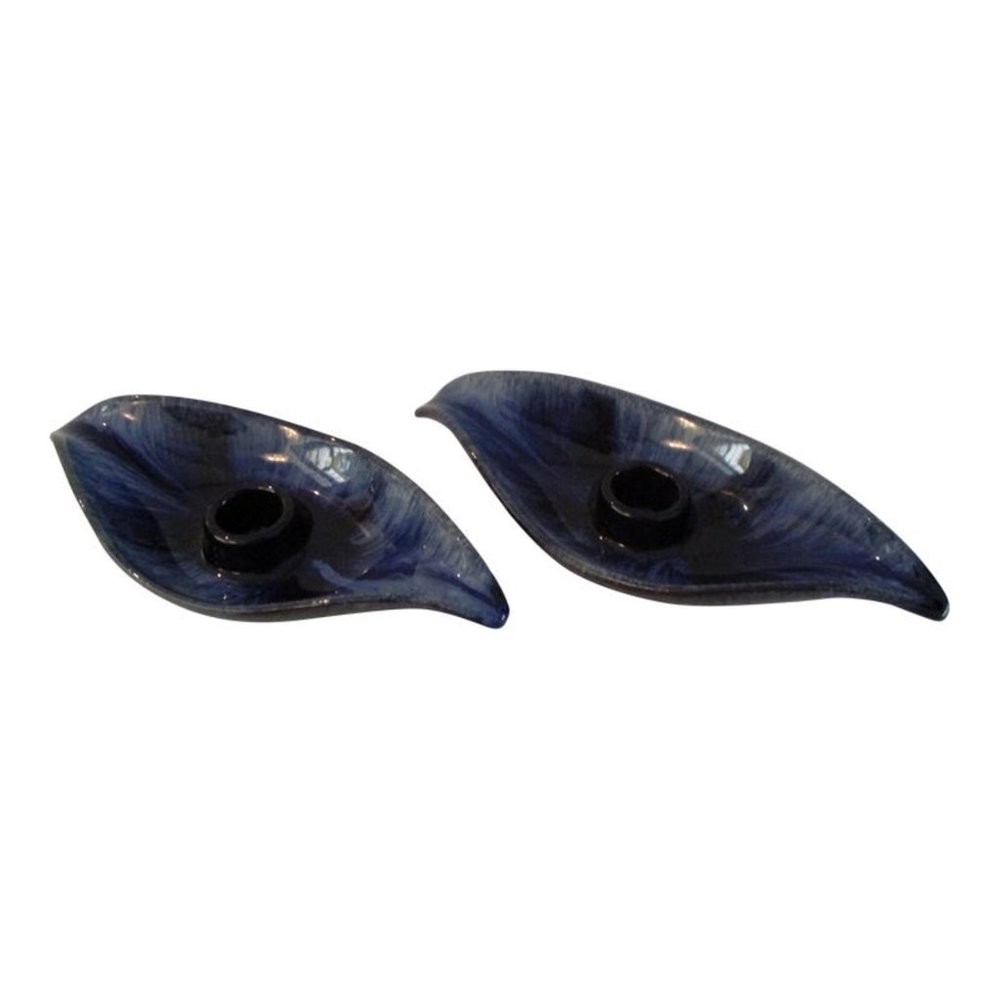 Mid-Century Blue Mountain Pottery Drip Glaze Candle Holders, Pair